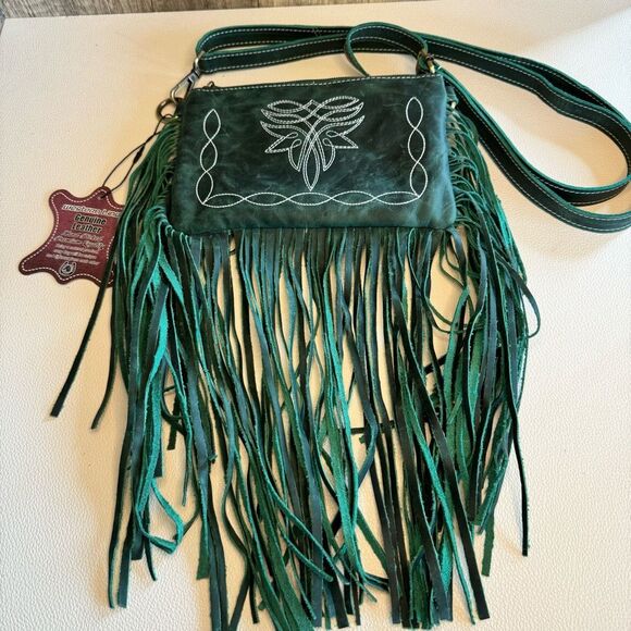 Bluebell Bootstitch Leather Western Purse Clutch Wallet Crossbody NEW Fast Ship - Picture 1 of 14
